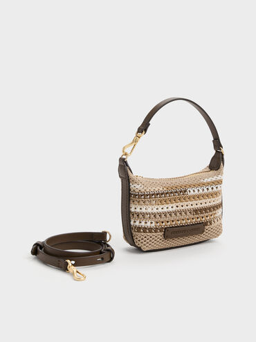 Micro Ida Multi-Stripe Knitted Bag, Multi Brown, hi-res