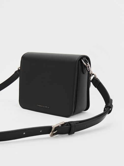 Gabine Leather Crossbody Bag, Noir, hi-res