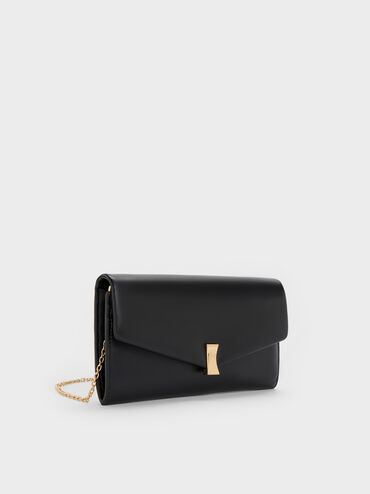 Lilibet Metallic-Accent Chain-Strap Long Wallet, Black, hi-res