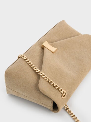 Lilibet Recycled Suede Chain-Strap Bag, Nutmeg Beige, hi-res