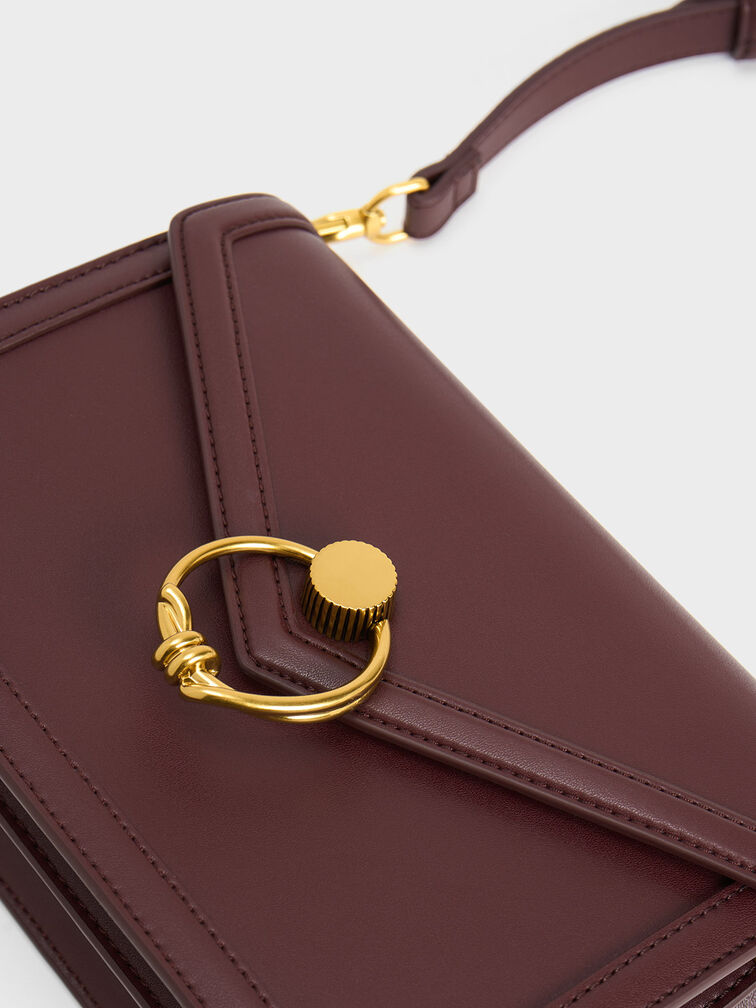 Joelle Envelope Shoulder Bag, Dark Chocolate, hi-res