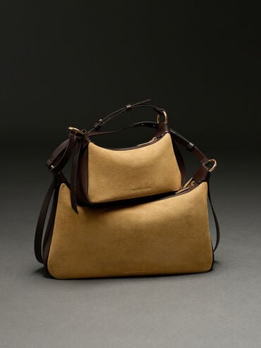 Calla Suede Shoulder Bag, Sahara Sand, hi-res