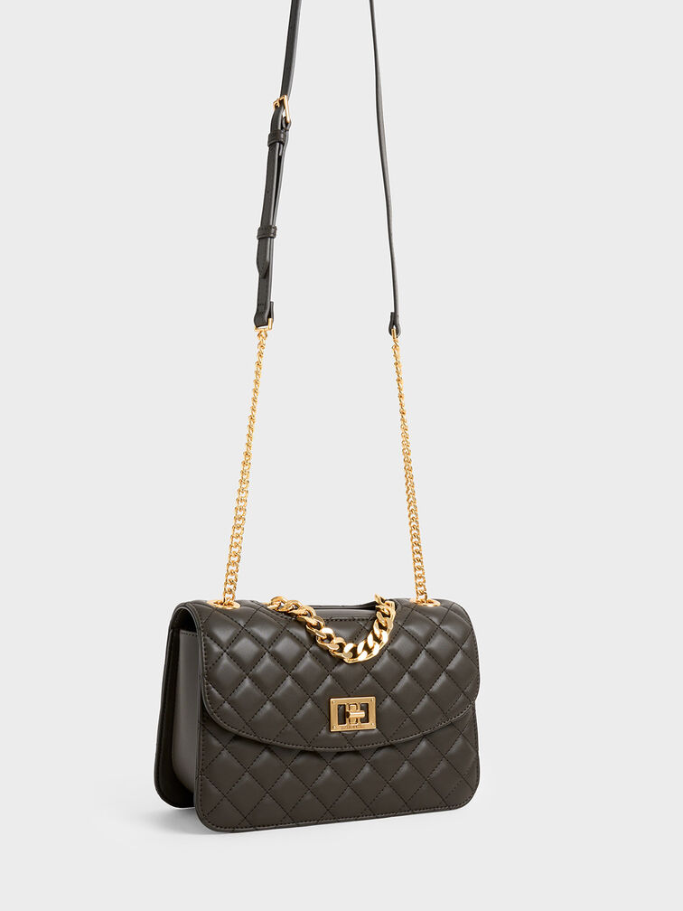 Quilted Clutch, Dark Moss, hi-res