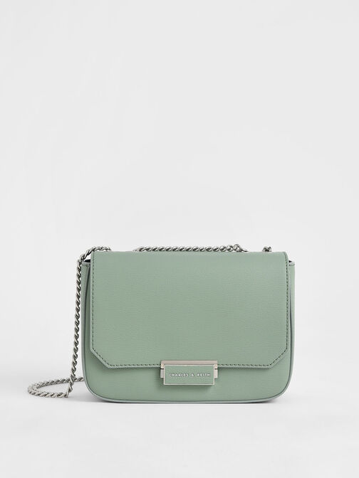 Chain Strap Shoulder Bag, Sage Green, hi-res