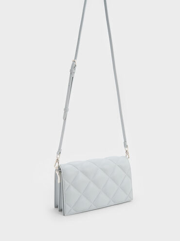 Alcott Scarf Handle Quilted Clutch, Light Grey, hi-res