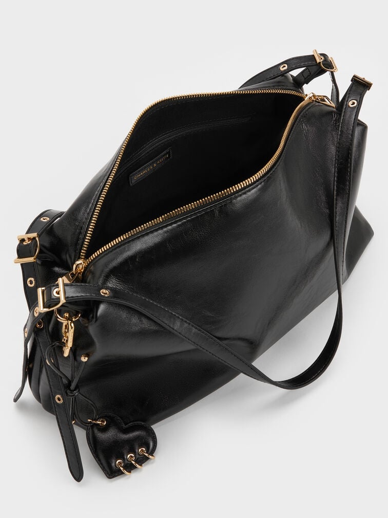 Rey Slouchy Shoulder Bag, Black, hi-res