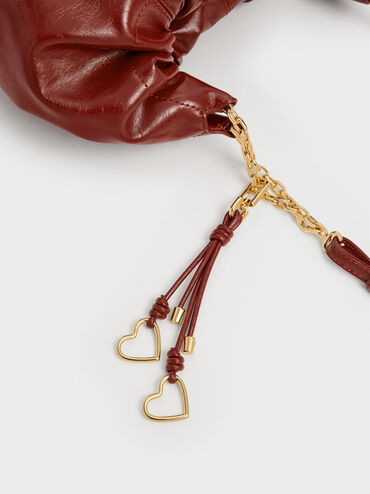 Ciara Ruched Hobo Bag, Burgundy, hi-res