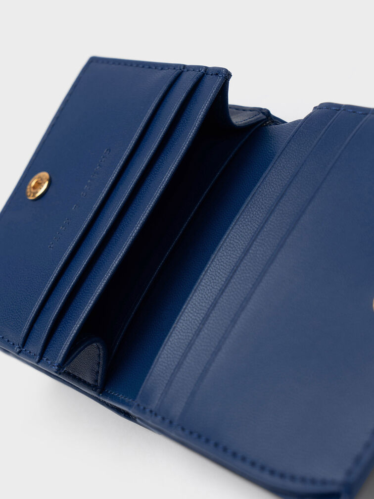 Georgette Checkered Small Wallet, Navy, hi-res