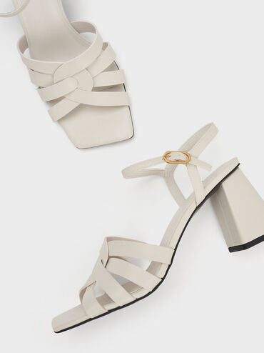 Interwoven Block Heel Sandals, Chalk, hi-res