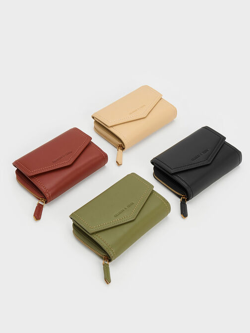 Stitch Trim Envelope Wallet, Olive, hi-res