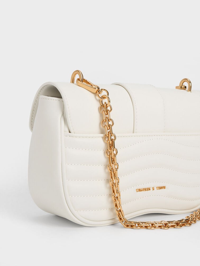 Aubrielle Panelled Crossbody Bag, White, hi-res