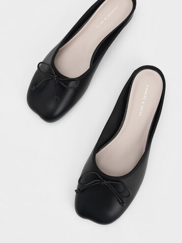 Bow Slip-On Flats, Black, hi-res