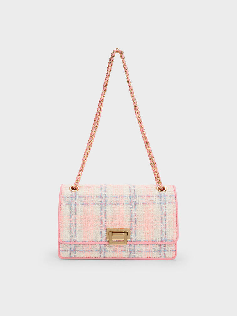 Everline Tweed Braided-Strap Shoulder Bag, Pink, hi-res