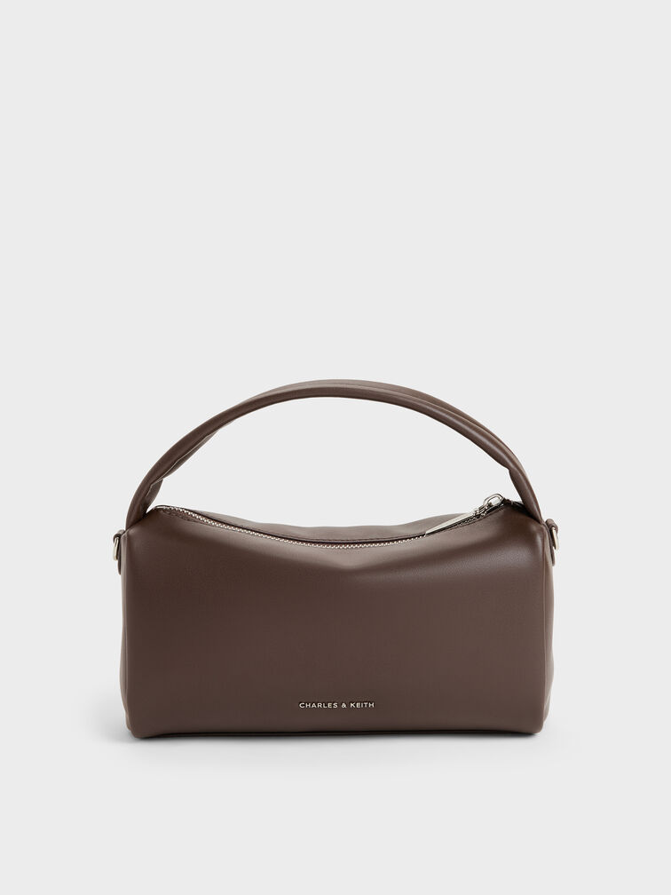 Reese Ruched Bow Top Handle Bag, Espresso Brown, hi-res