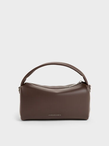 Reese Ruched Bow Top Handle Bag, Espresso Brown, hi-res