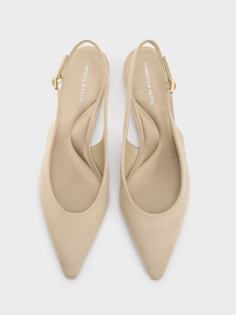 Emelia Faux Suede Slingback Flats, Beige, hi-res