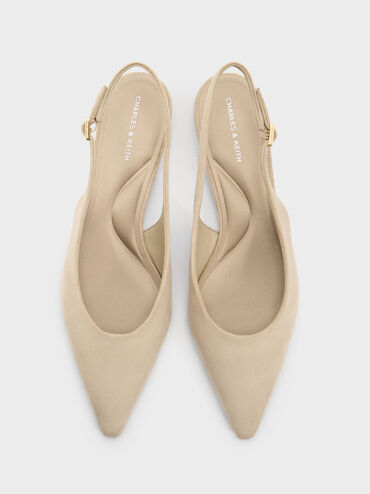 Emelia Faux Suede Slingback Flats, Beige, hi-res