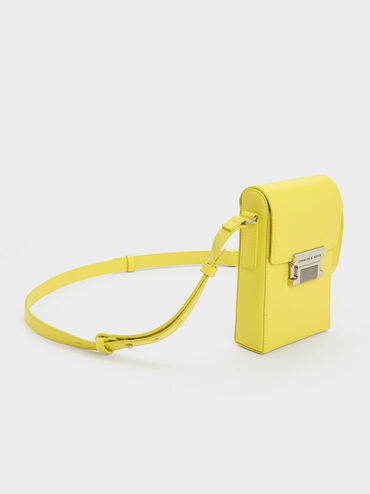 Freida Metallic Accent Elongated Pouch, Yellow, hi-res