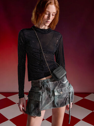 Arwen Quilted Mini Bag, Black, hi-res