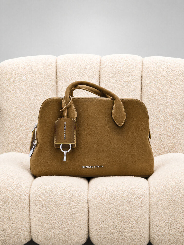 Large Ginevra Structured Bowling Bag, Sahara Sand, hi-res
