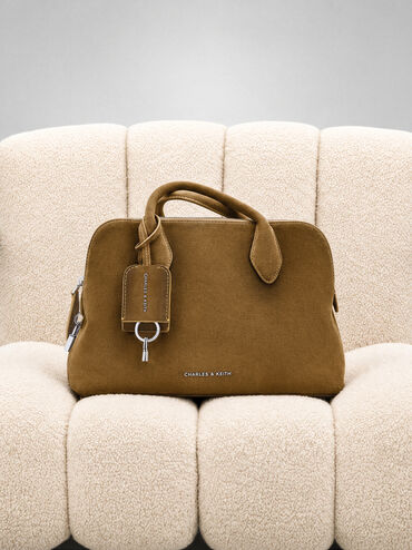 Large Ginevra Structured Bowling Bag, Sahara Sand, hi-res