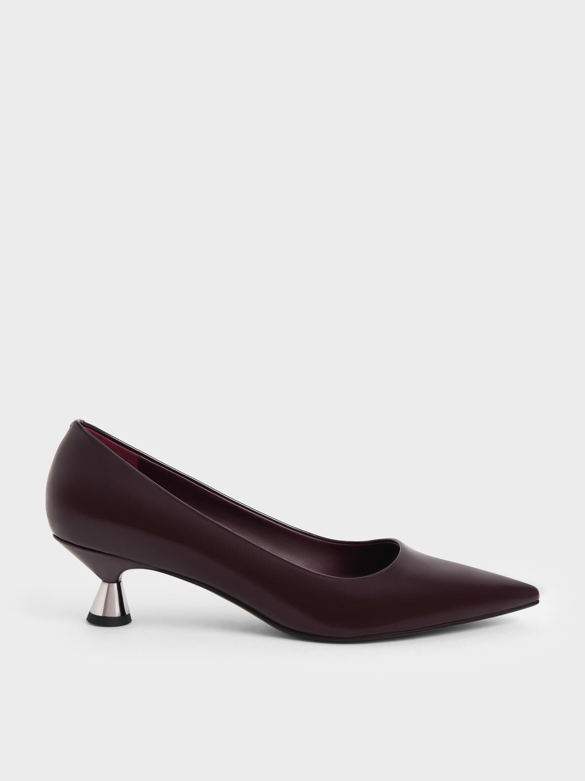 Maroon Patent Spool Heel Pumps CHARLES KEITH IN