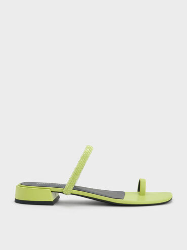 Beaded Toe-Ring Sandals, Lime, hi-res