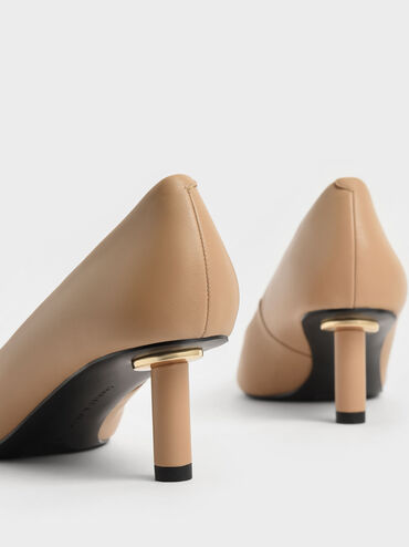 Cylindrical Kitten Heel Pumps, Sand, hi-res
