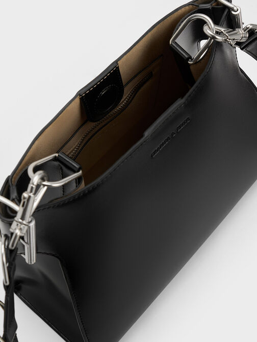 Lexie Side-Buckle Trapeze Shoulder Bag, Noir, hi-res