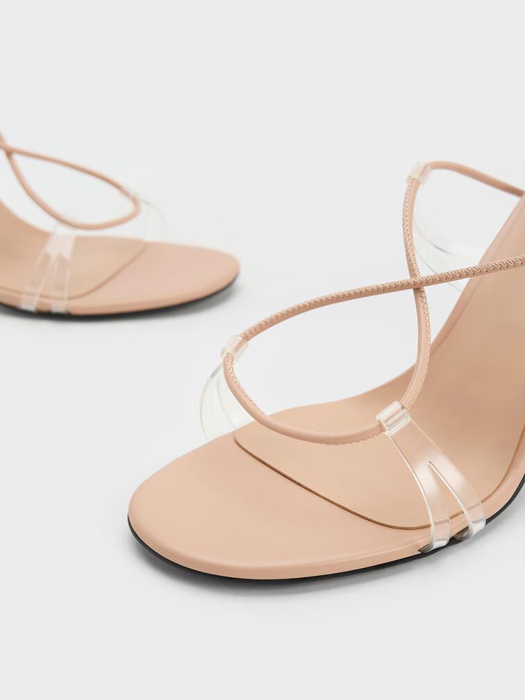 Tie-Around Heeled Sandals, Nude, hi-res