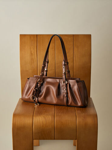 Britton Elongated Shoulder Bag, Chocolate, hi-res