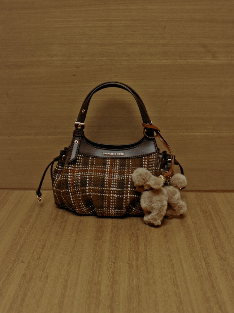 Mini Lillith Checkered Drawstring Bucket Bag, Multi, hi-res