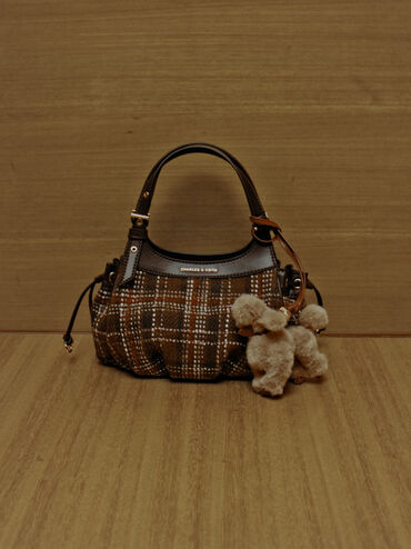 Mini Lillith Checkered Drawstring Bucket Bag, Multi, hi-res