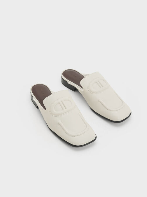 Oval Stitch-Trim Slip-On Flats, Chalk, hi-res