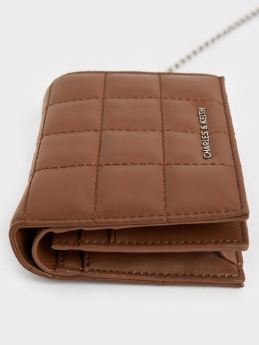 Cassia Quilted Wallet On Chain, Chocolate, hi-res
