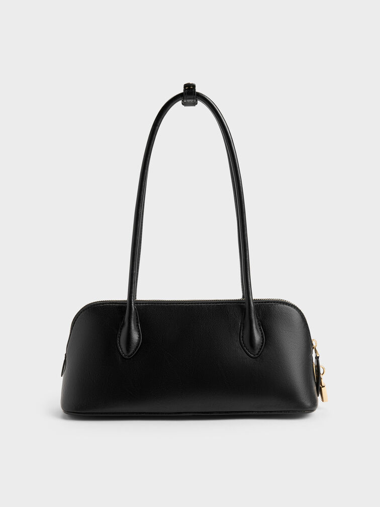Ginevra Structured Shoulder Bag, Black, hi-res