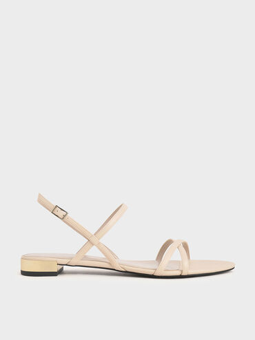 Strappy Flat Sandals, Chalk, hi-res