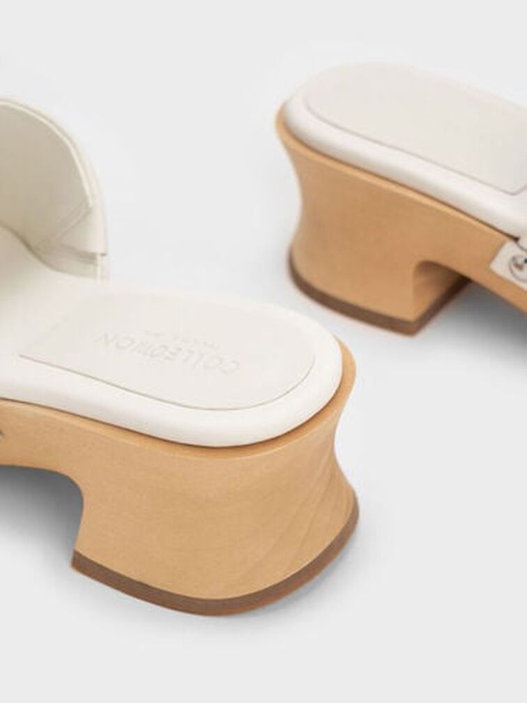 Gabine Studded Leather Open-Toe Clogs, White, hi-res