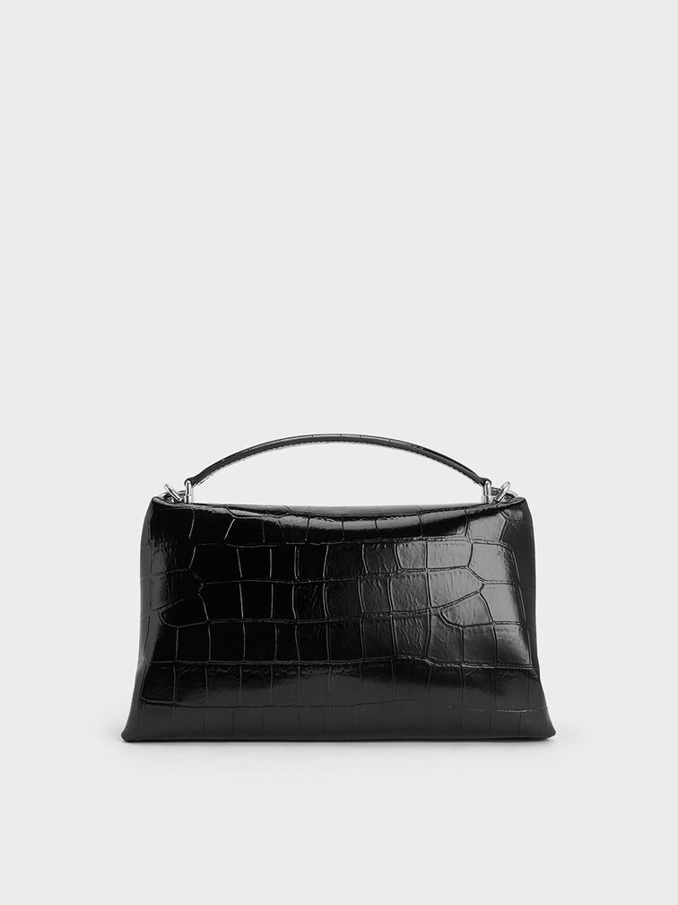 Andromeda Croc-Effect Chunky-Chain Top Handle Bag, Noir, hi-res