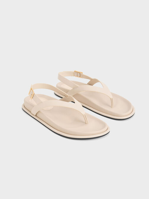 V-Strap Thong Sandals, Cream, hi-res