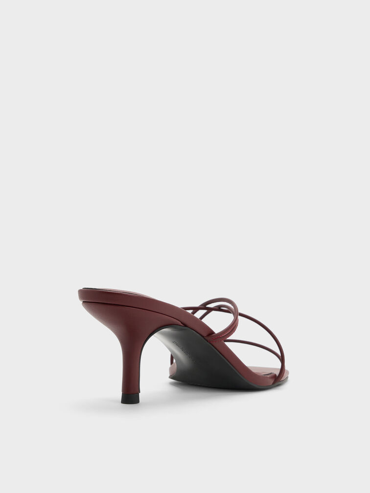 Strappy Heeled Sandals, Burgundy, hi-res