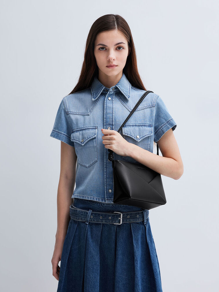 Midori Geometric Crossbody Bag, Noir, hi-res