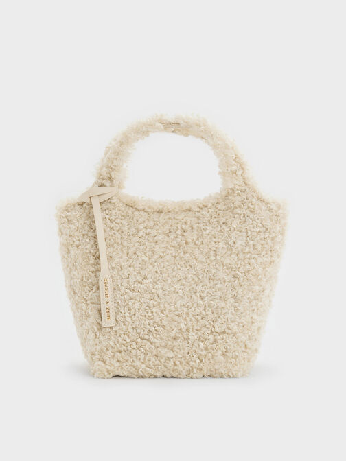 Arlys Furry Tote Bag, Beige, hi-res