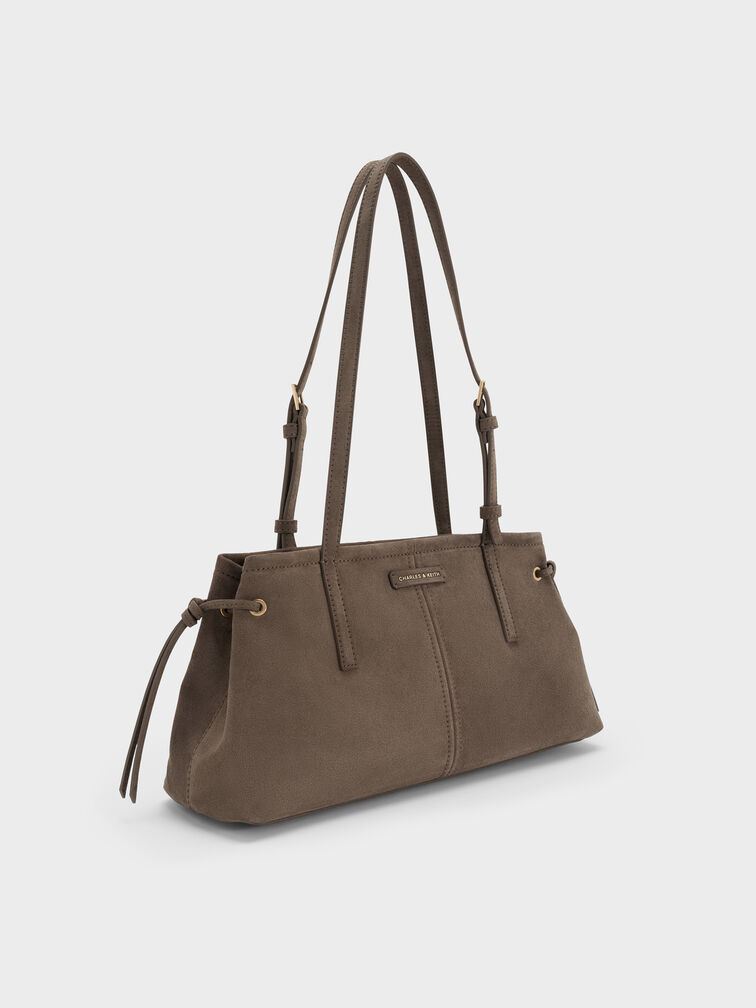 Noane Elongated-Handle Shoulder Bag, Stone Grey, hi-res