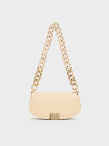 Sonnet Two-Tone Chain Handle Shoulder Bag, Beige, hi-res