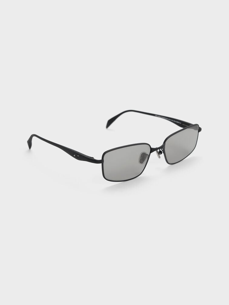 Celestia Metal-Rim Tinted Rectangular Sunglasses, Noir, hi-res