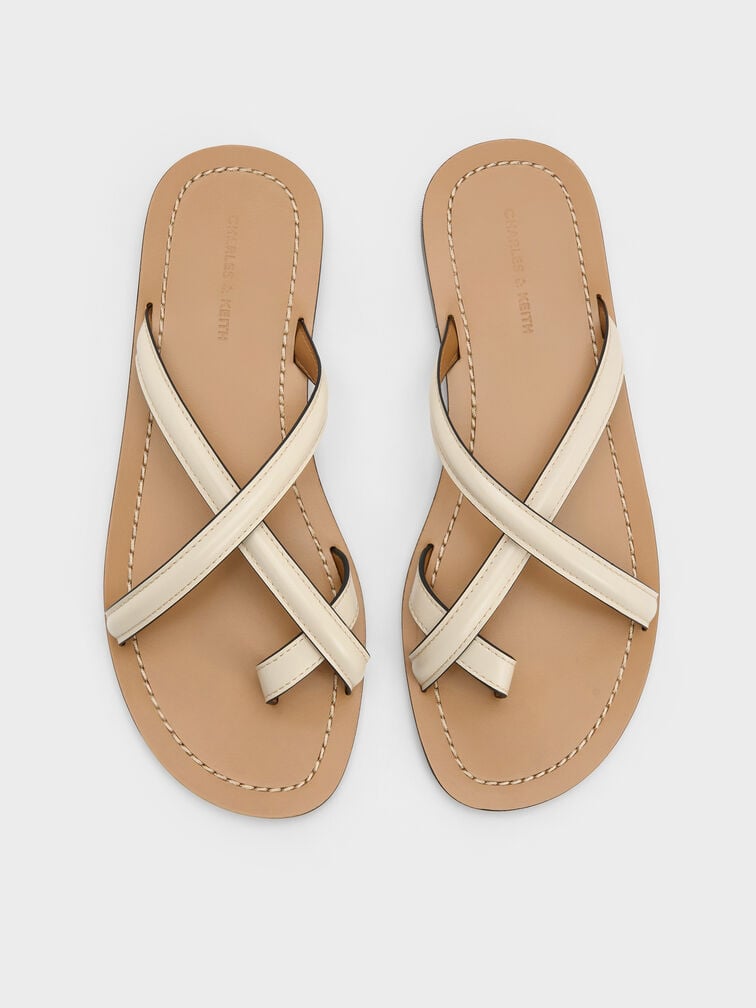Crossover Toe-Ring Sandals, Chalk, hi-res