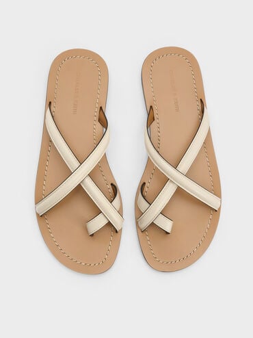 Crossover Toe-Ring Sandals, Chalk, hi-res