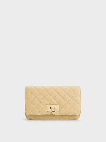 Cressida Quilted Push-Lock Clutch, Beige, hi-res