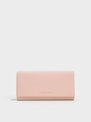 Muriel Front Flap Long Wallet, Pink, hi-res